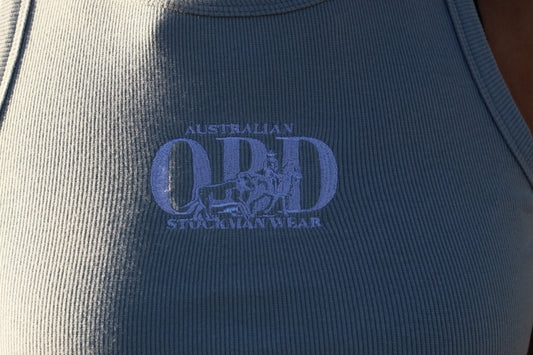 Womens Ribbed Crop Top - Kimberley Blue