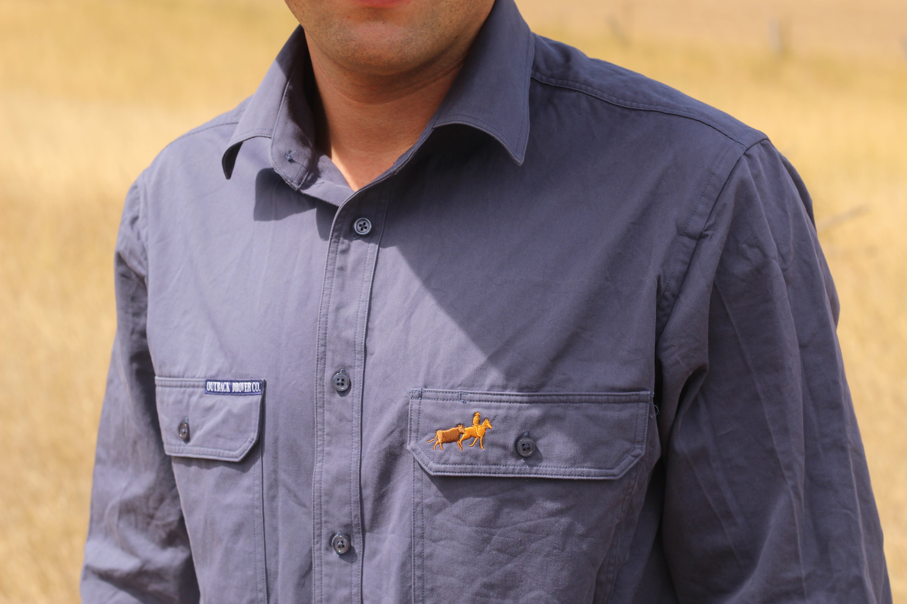 Wreschke Full Button Workshirt - Dusk Blue