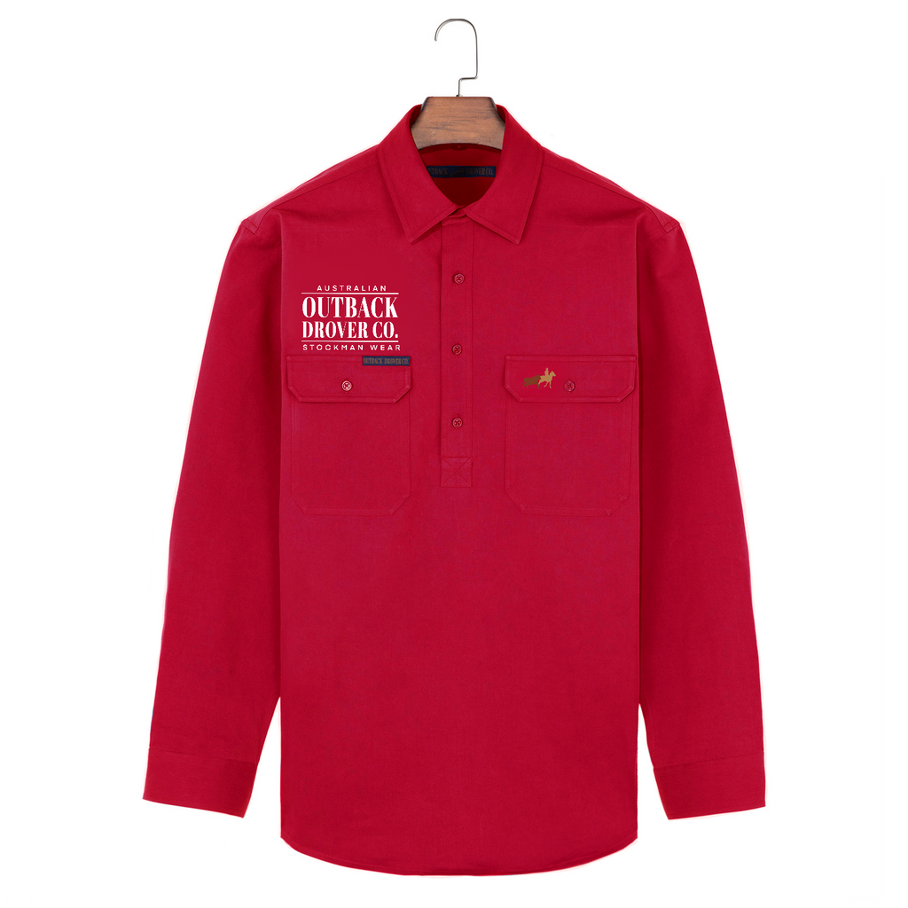 Wreschke 1/2 Button Workshirt - Red