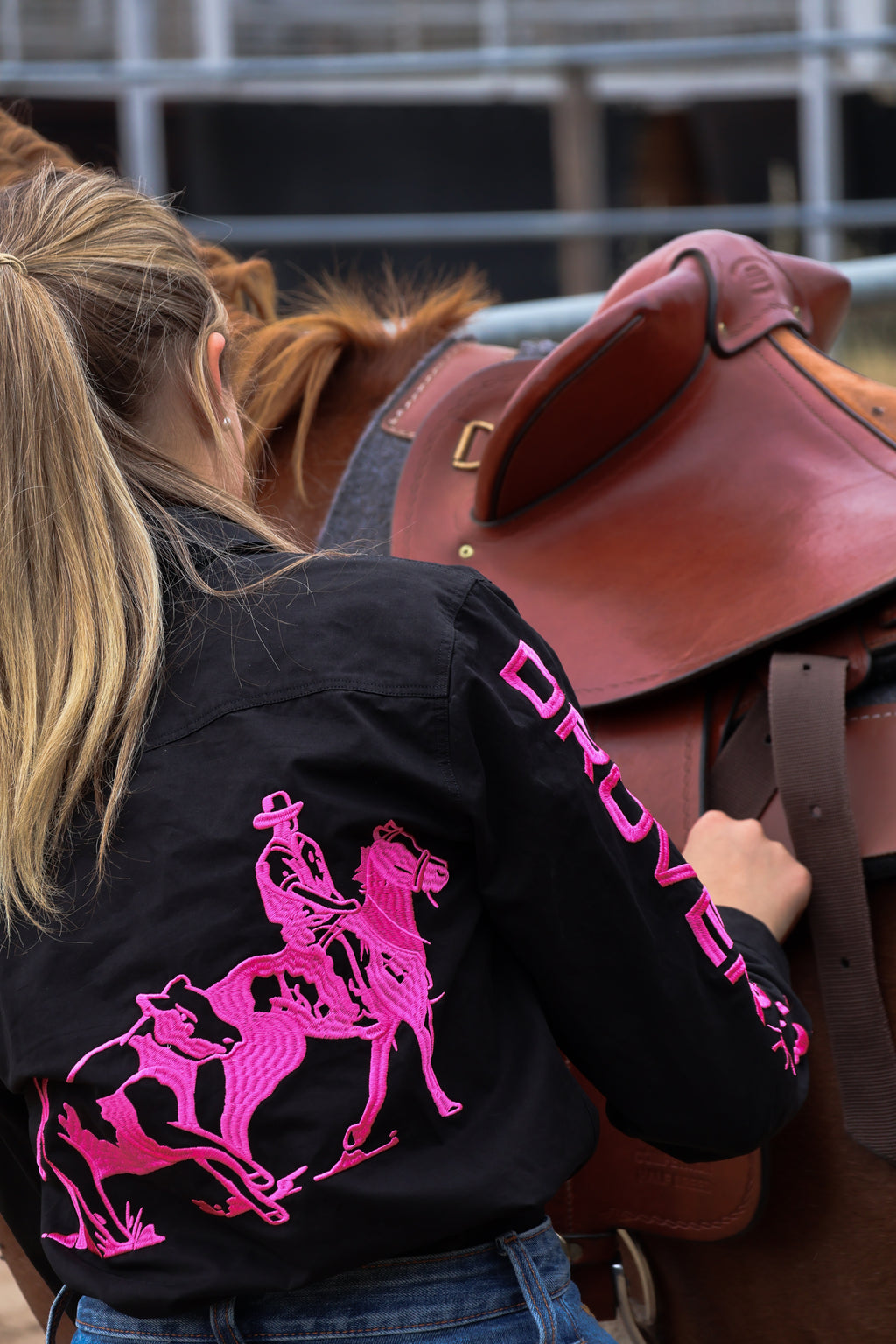 Drover Co. Arena Shirt - Black & Pink