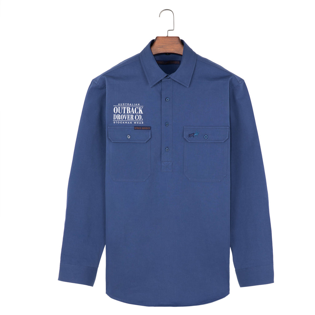 Wreschke 1/2 Button Workshirt - Mulga Blue