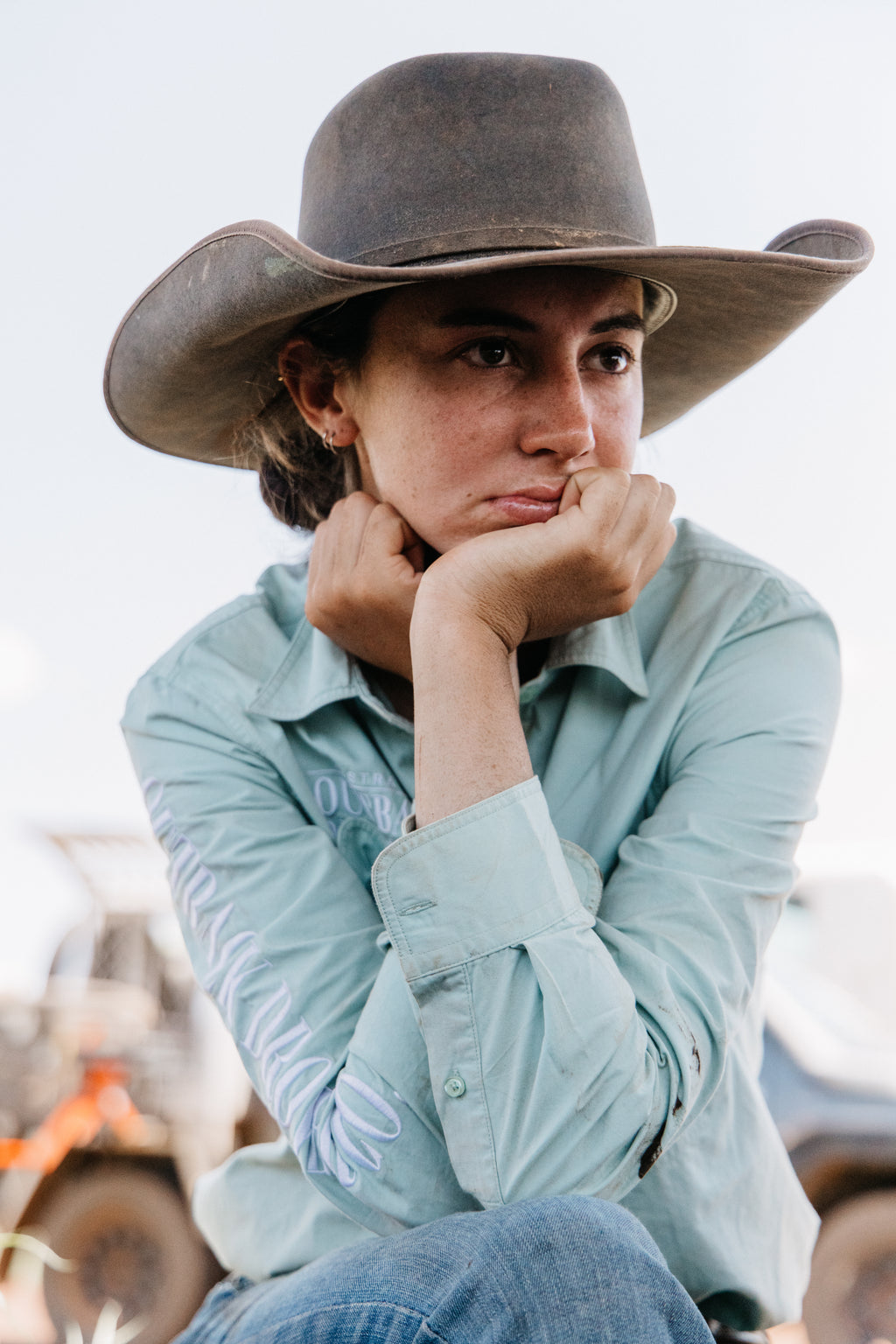 Willow 1/2 Button Work shirt - Eucalyptus