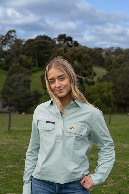 Willow Half Button Work shirt - Eucalyptus