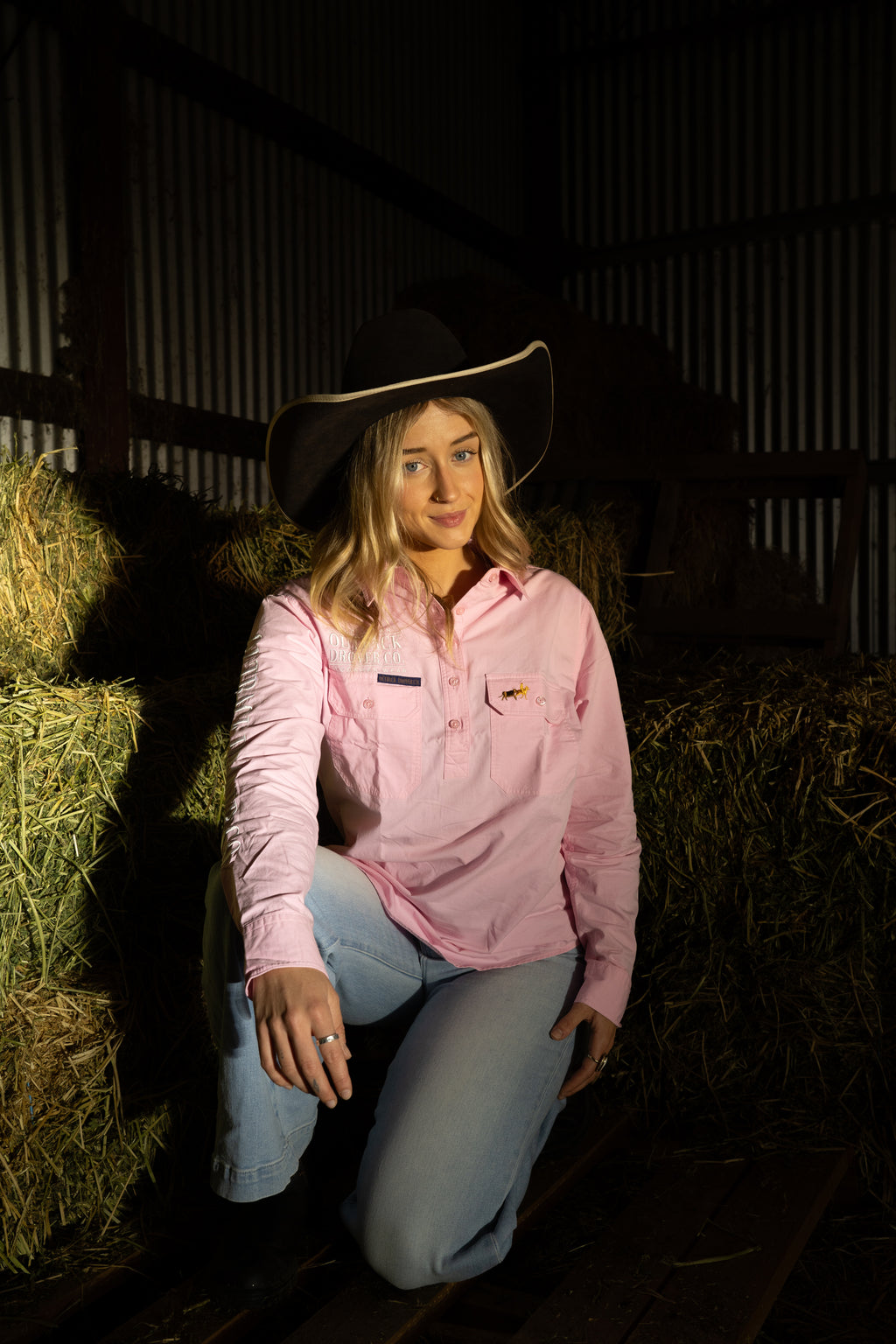 Willow 1/2 Button Ladies Workshirt - Dust Pink