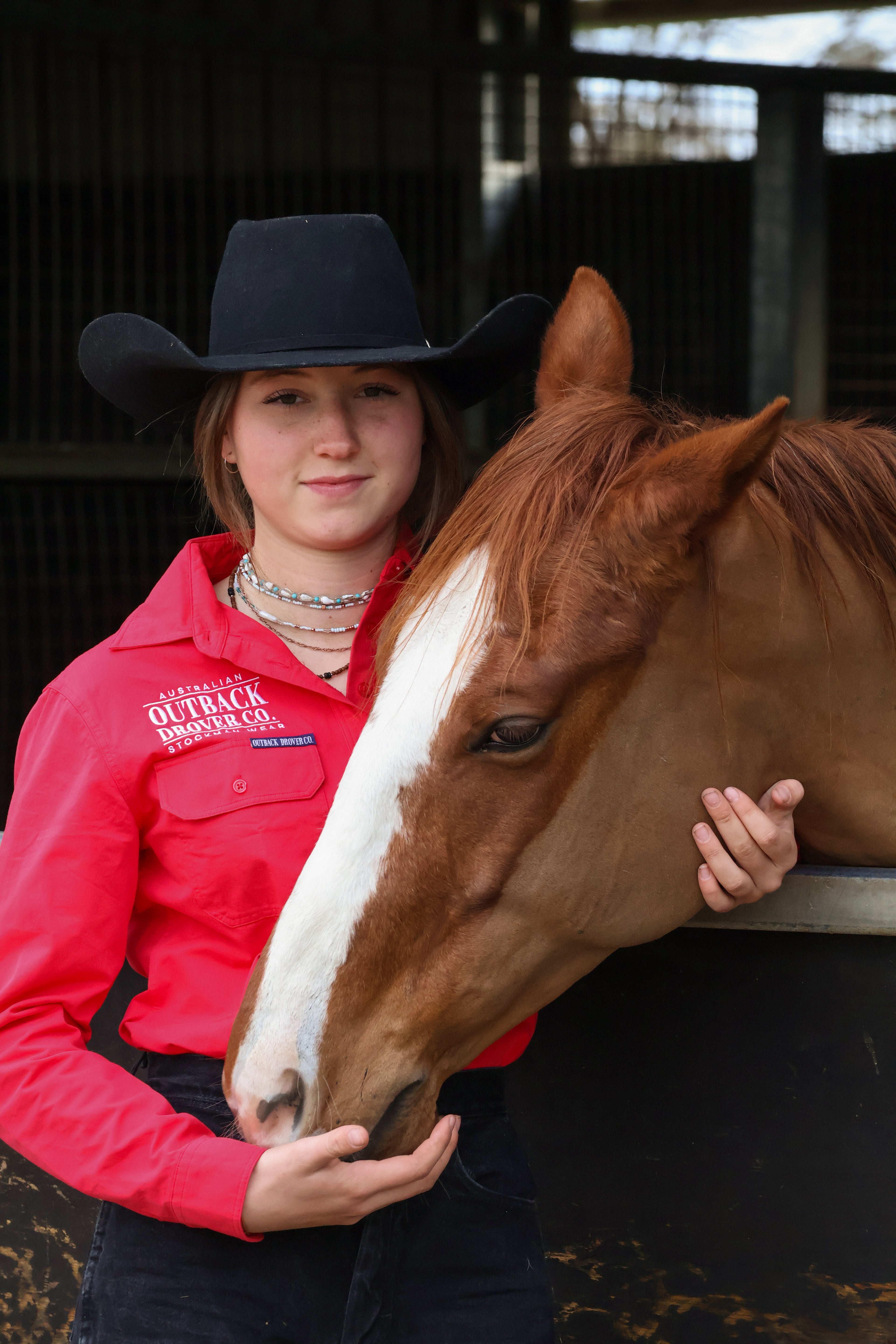 Willow 1/2 Button Ladies Workshirt - Red