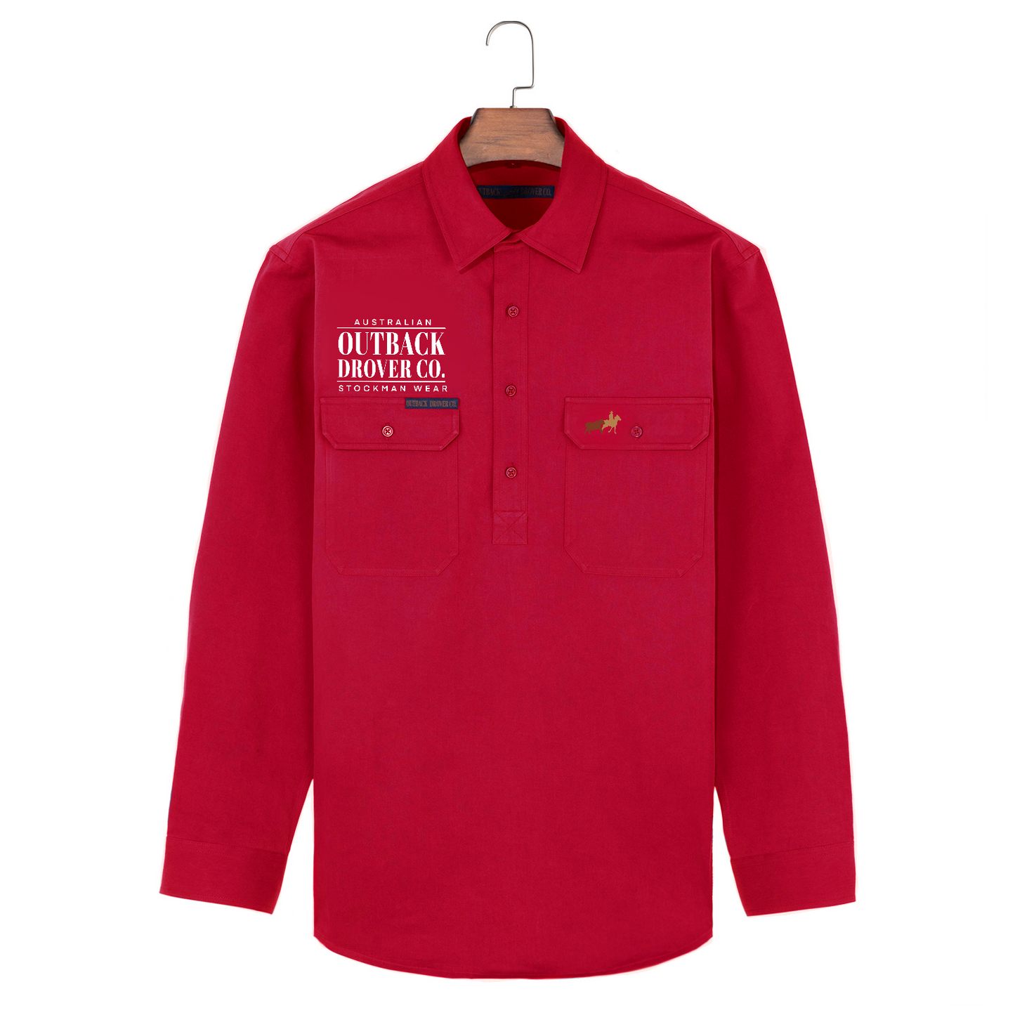 Willow Half Button Ladies Workshirt - Red