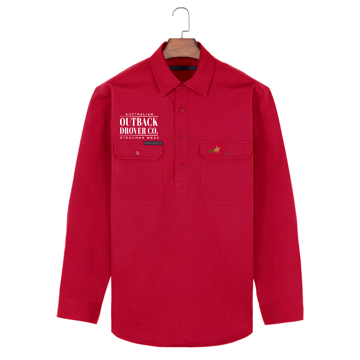 Willow 1/2 Button Ladies Workshirt - Red