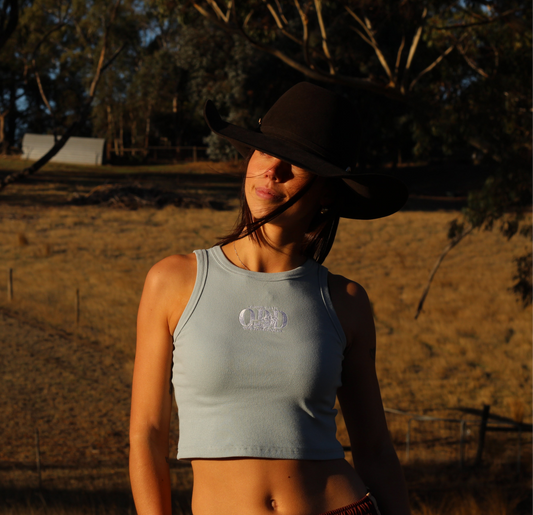 Women’s Ribbed Crop Top - Kimberley Blue