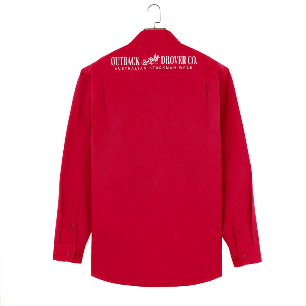 Willow 1/2 Button Ladies Workshirt - Red