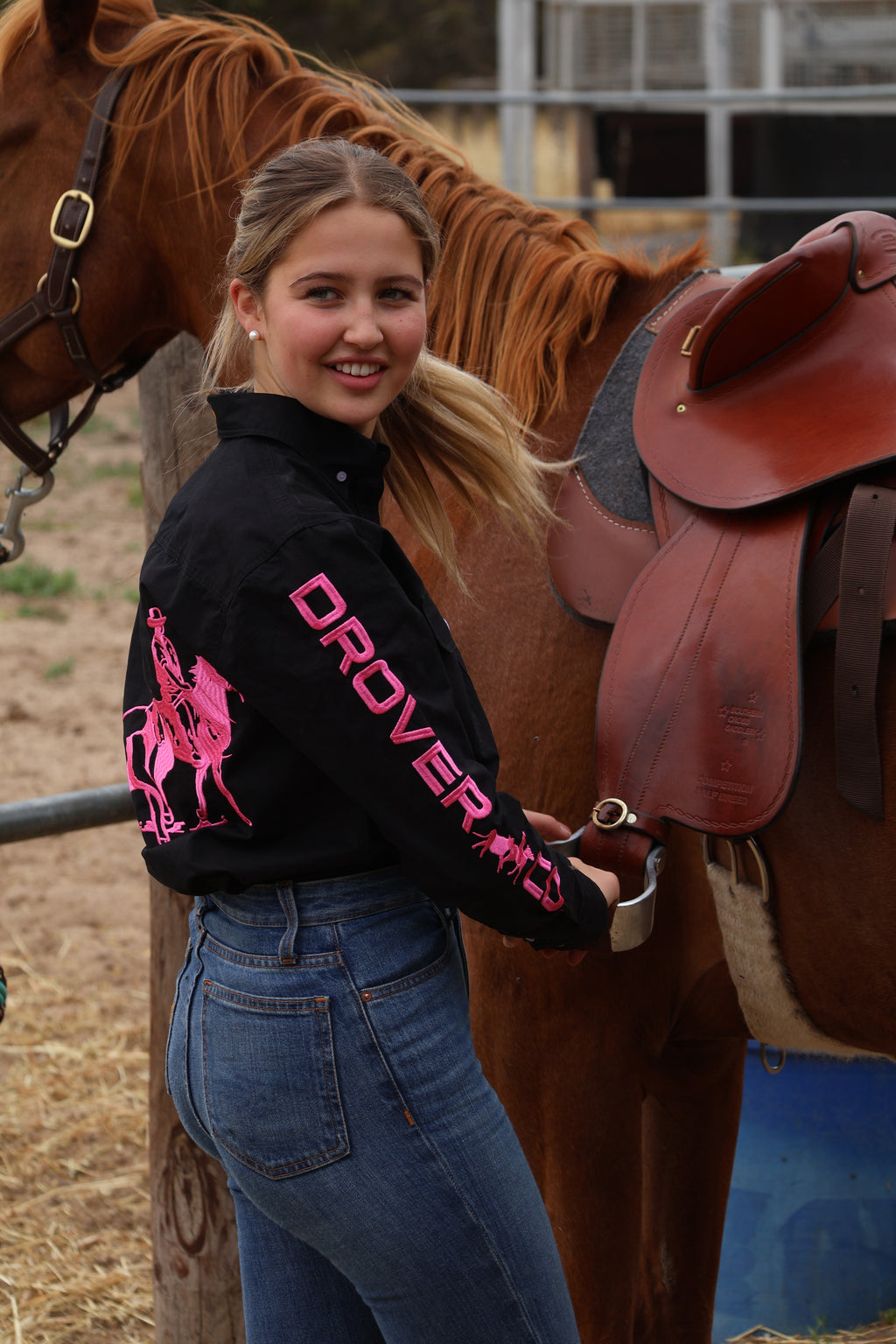 Drover Co. Arena Shirt - Black & Pink