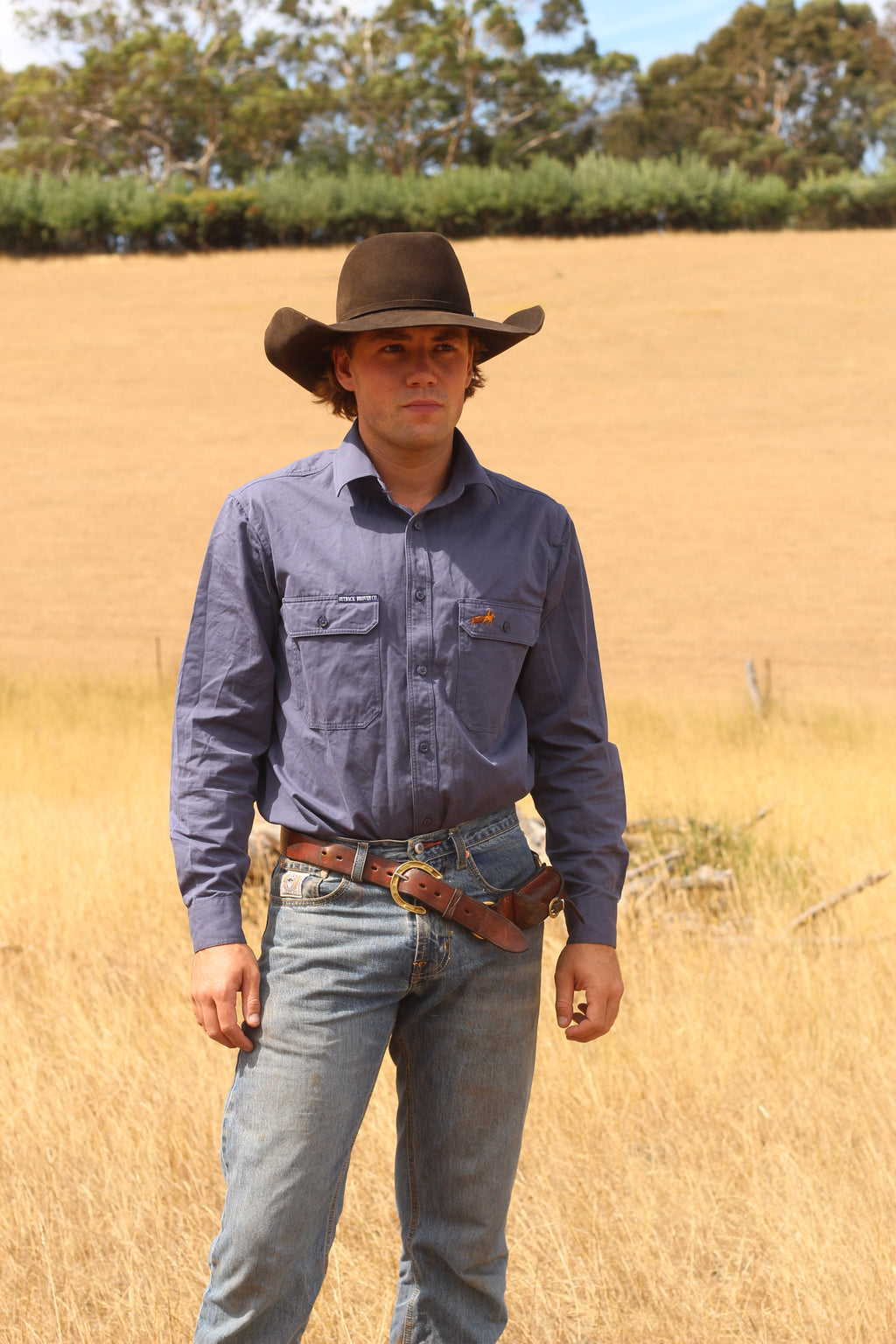 Wreschke Full Button Workshirt - Dusk Blue