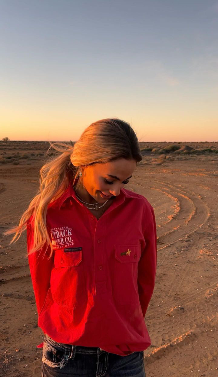 Wreschke 1/2 Button Workshirt - Red