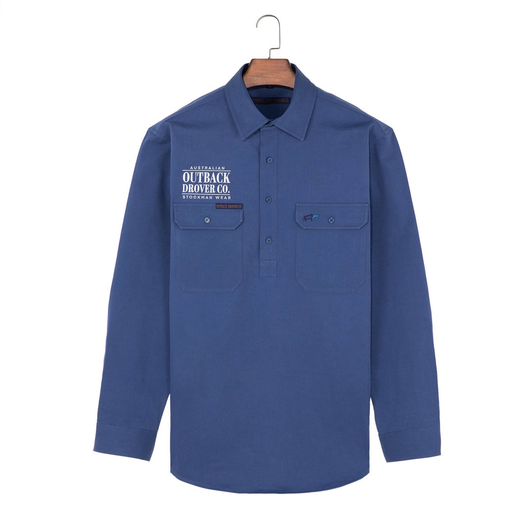 Willow 1/2 Button Ladies Workshirt - Mulga Blue
