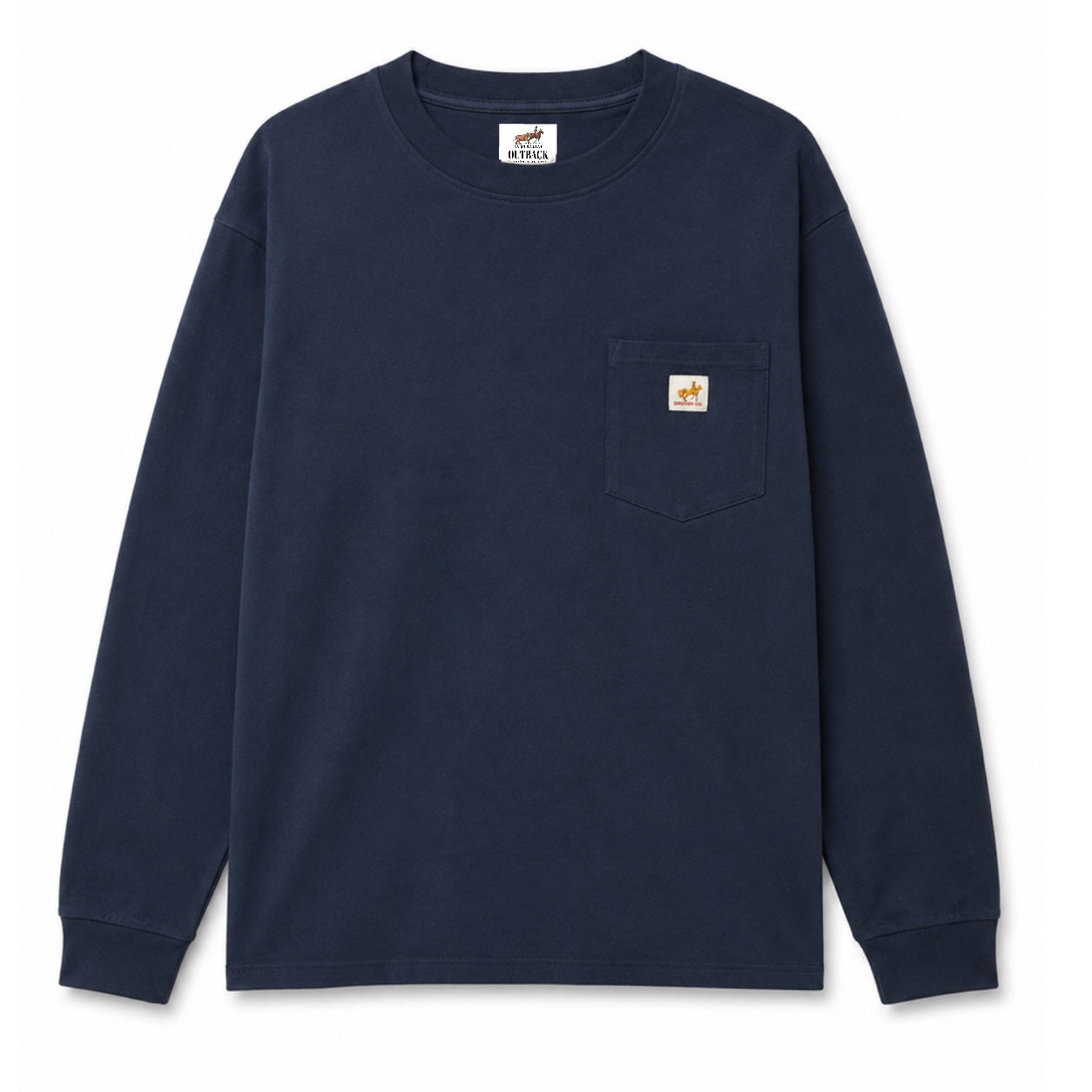 Oversized Long Sleeve Pocket Tee - Navy